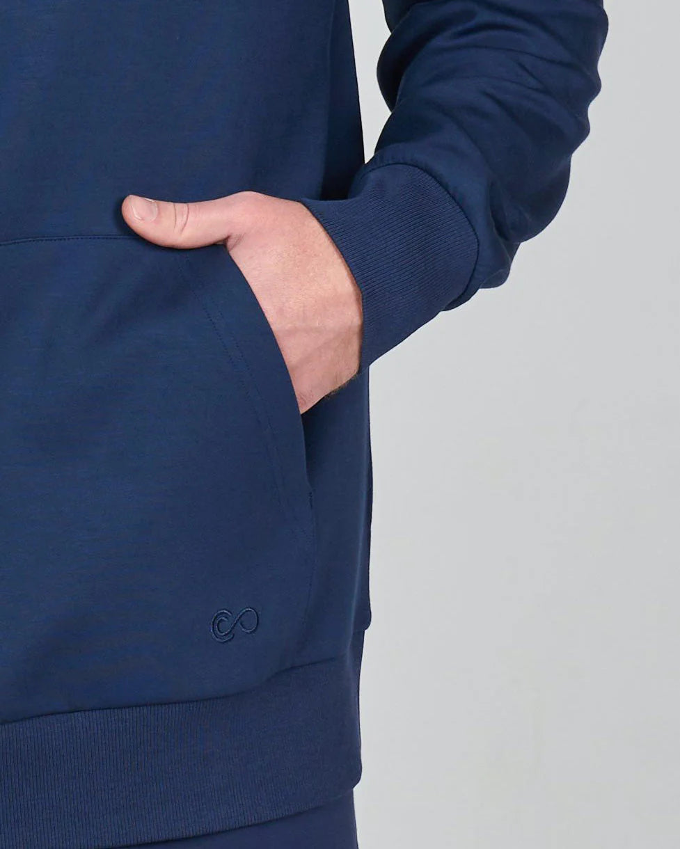 comfiknit sky hoodie navy front closeup men