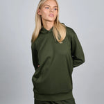 Comfiknit sky hoodie olive Front women